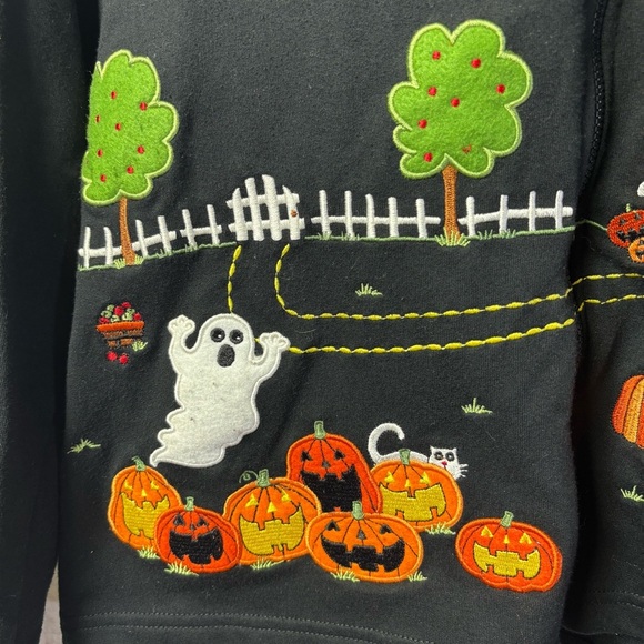 Vintage Embroidered Halloween zip up Jacket Medium - Picture 2 of 8